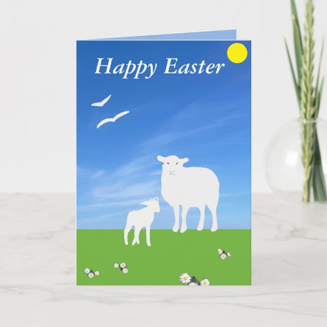 Sheep and Lamb editable Easter Helgkort (Framsida)
