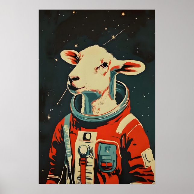Sheep Astronaut Poster, Sheep Retro Print, Shee Poster (Framsidan)
