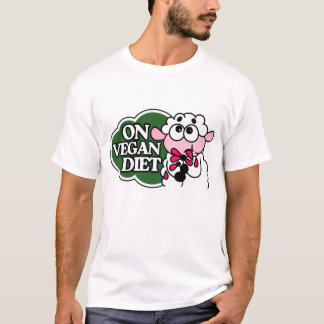 Sheep Eating Flower Saying “On Vegan Diet” T Shirt