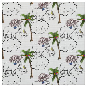 Sheep Handflatan Träd Fabric Tyg