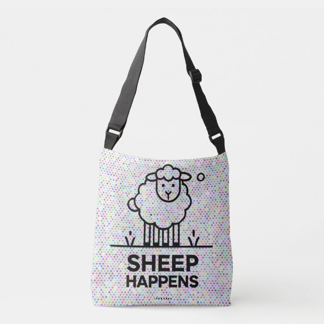 SHEEP HAPPEN Funny Crossbody Tote Bag Gift Axelväska (Framsida)