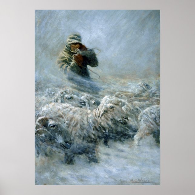Sheep Herder, Storm by Newell Convers Wyeth Poster (Framsidan)