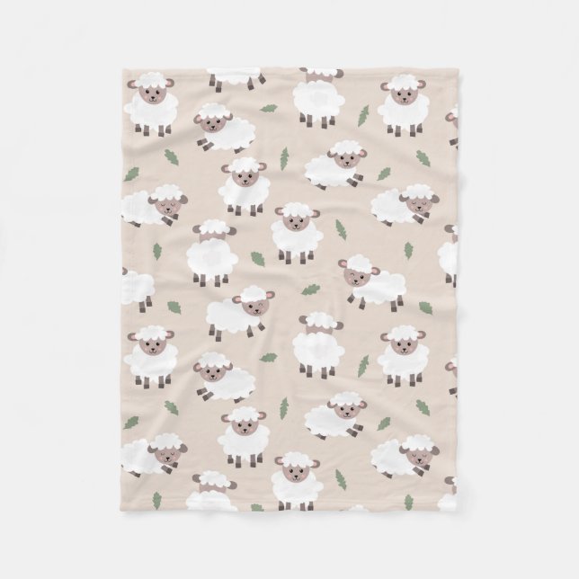 Sheep & Lamb Cute Gender Neutral Baby Nursery Fleecefilt (Framsidan)