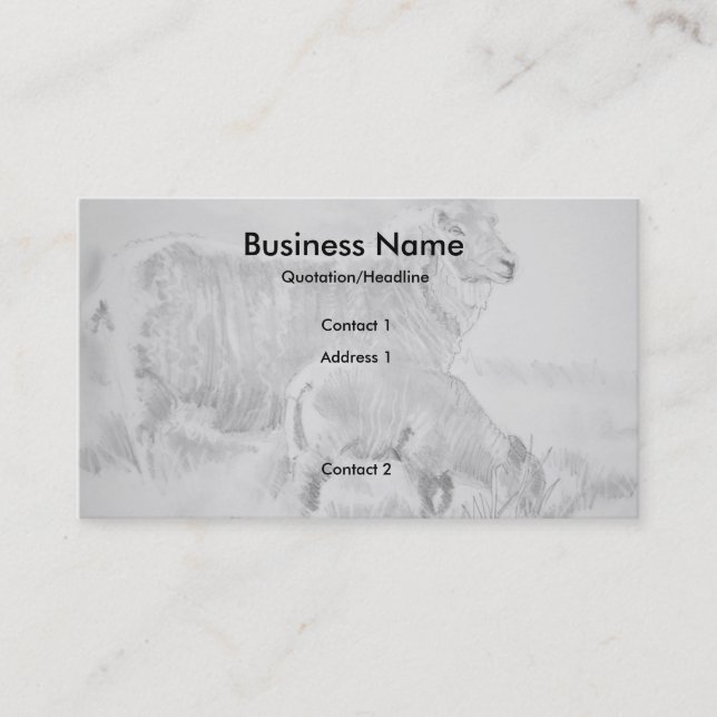 Sheep Lamb Pencil Drawing Business Cards Visitkort (Framsida)