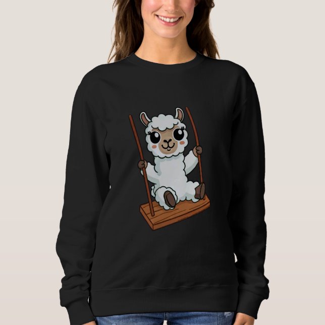 Sheep Lamb Swinging Playground Cartoon T Shirt (Framsida)