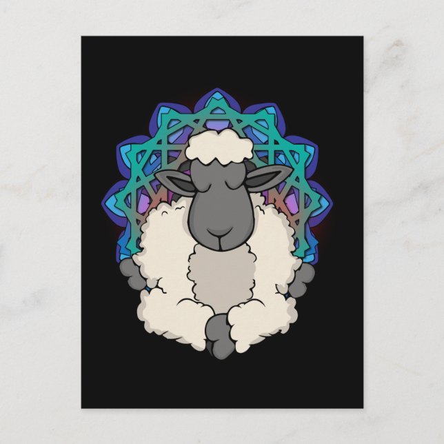 Sheep Lover Meditating Gift Women Yoga Meditation Vykort (Framsida)