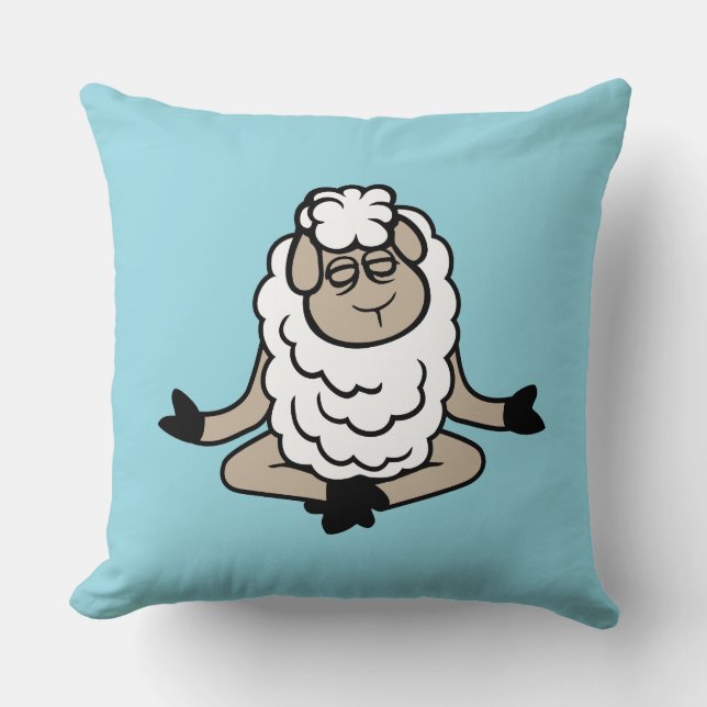 Sheep Relaxed Peaceful Yoga Lotus Meditation Calm  Kudde (Framsida)
