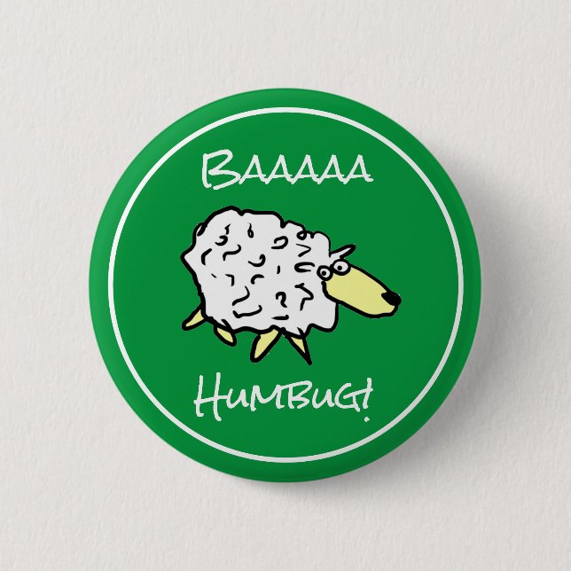 Sheep Says Baaaa Humbug - julknapp Knapp (Framsida)