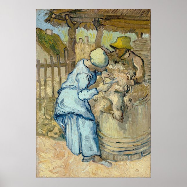 Sheep Shearer efter Millet av Vincent Van Gogh Poster (Framsidan)
