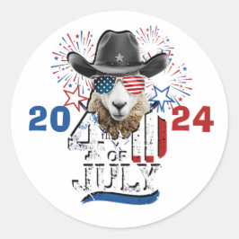 SHEEP SHERIFF - 4 JULY PERSONLIG Sticker Runt Klistermärke