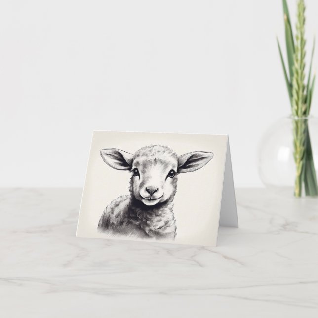 Sheep Sketch Påsk Kort (Framsida)