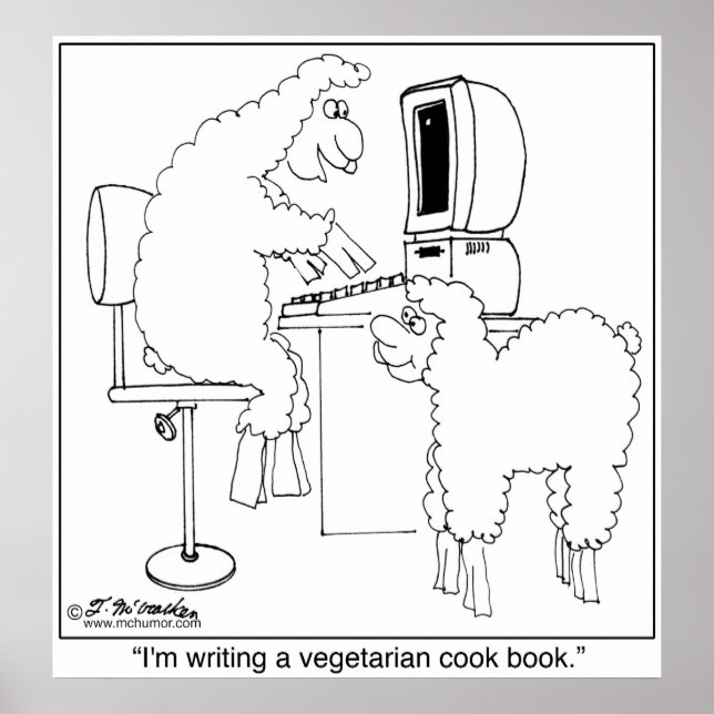 Sheep Skriva Veggie Cook Bok Poster (Framsidan)