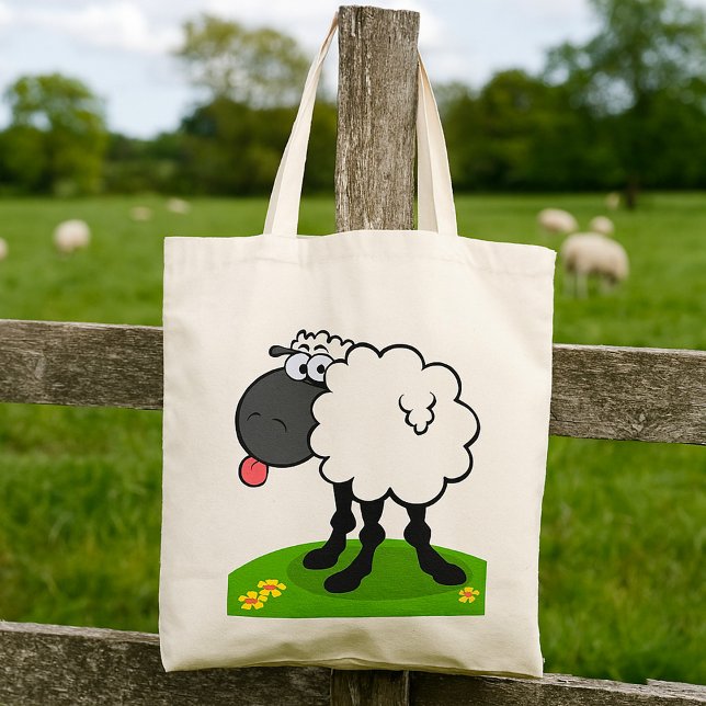 Sheep Sticking Tongue Out Tygkasse (Skapare uppladdad)