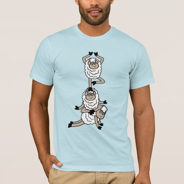 Sheep Tower Tired Bored Exhausted Yoga Meditation  T Shirt (Framsida)
