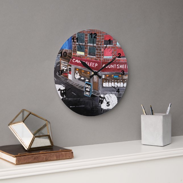 Sheep Town Painting by Alfred Fox Stor Klocka (Kontor)