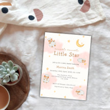 Sheep Twinkle Twinkle Måne Stars Girl Baby Shower