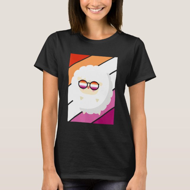 Sheep With Pride Lesbian Flag LGBTQ Proud Ally Pri T Shirt (Framsida)