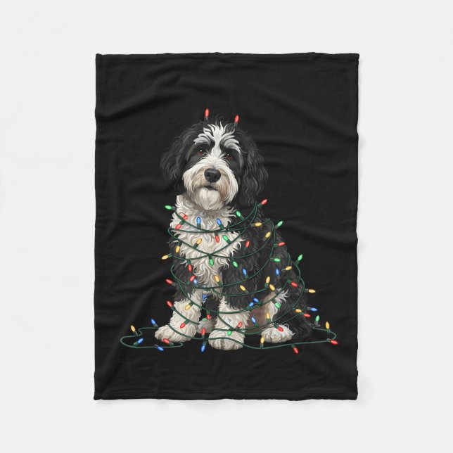Sheepadoodle Christmas I'm Fine Everything Is Fine Fleecefilt (Framsidan)