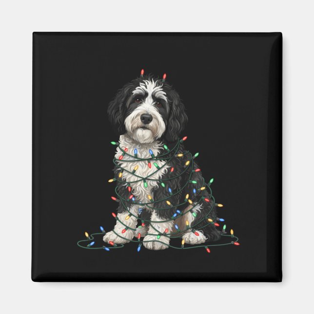 Sheepadoodle Christmas I'm Fine Everything Is Fine Magnet (Framsidan)