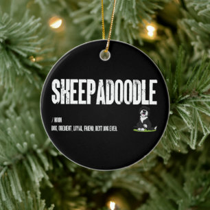 Sheepadoodle Hund Definition, Doodle Hund Noun Gif Julgransprydnad Keramik