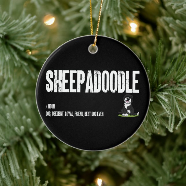 Sheepadoodle Hund Definition, Doodle Hund Noun Gif Julgransprydnad Keramik (Träd)