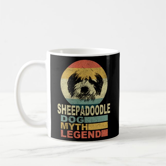 Sheepadoodle Hund Myth Legend Kaffemugg (Vänster)