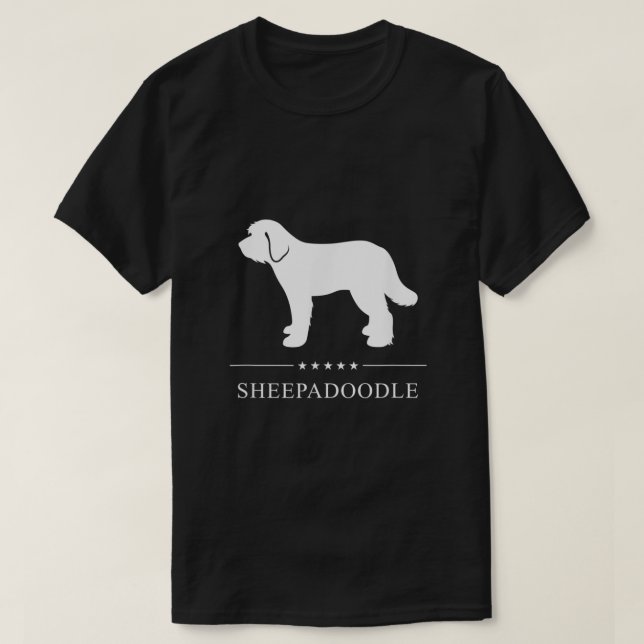 Sheepadoodle Hund White Silhouette T Shirt (Design framsida)