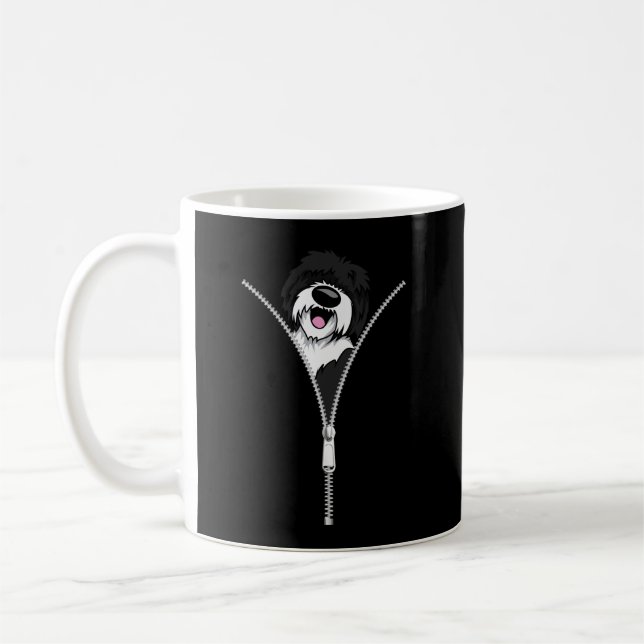 Sheepadoodle Hund Zipper Funny Puppy Hundägare Kaffemugg (Vänster)