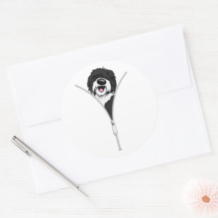 Sheepadoodle Hund Zipper Funny Puppy Hundägare Runt Klistermärke