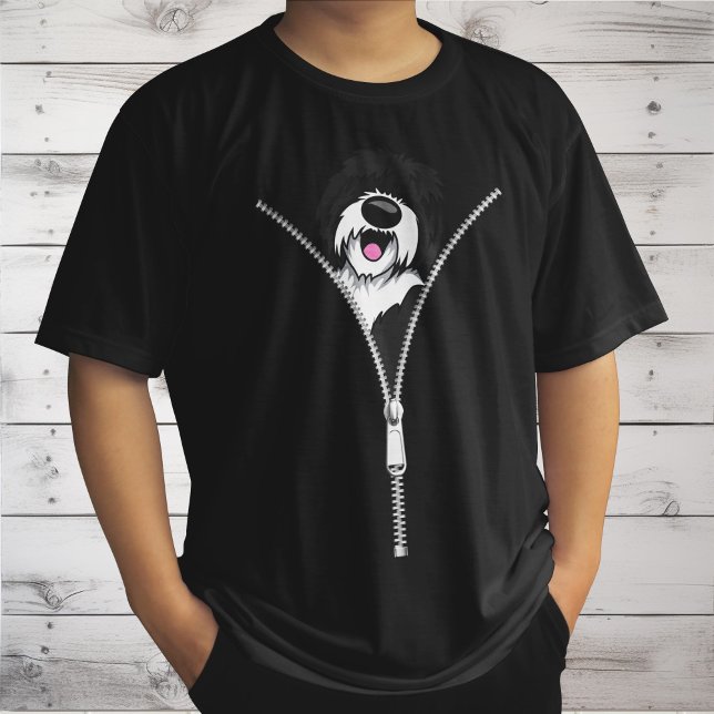 Sheepadoodle Hund Zipper Funny Puppy Hundägare T Shirt (Skapare uppladdad)