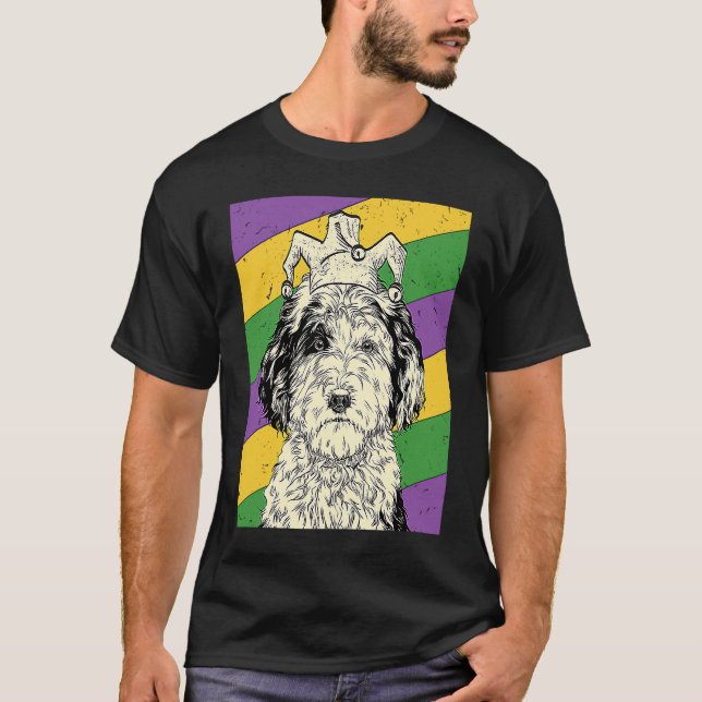 Sheepadoodle Jester Mardi Gras Doodle Mamma eller T Shirt (Framsida)