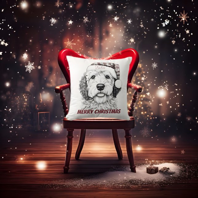 Sheepadoodle jul Dekorativ kudde (Sheepadoodle Christmas Pillow)