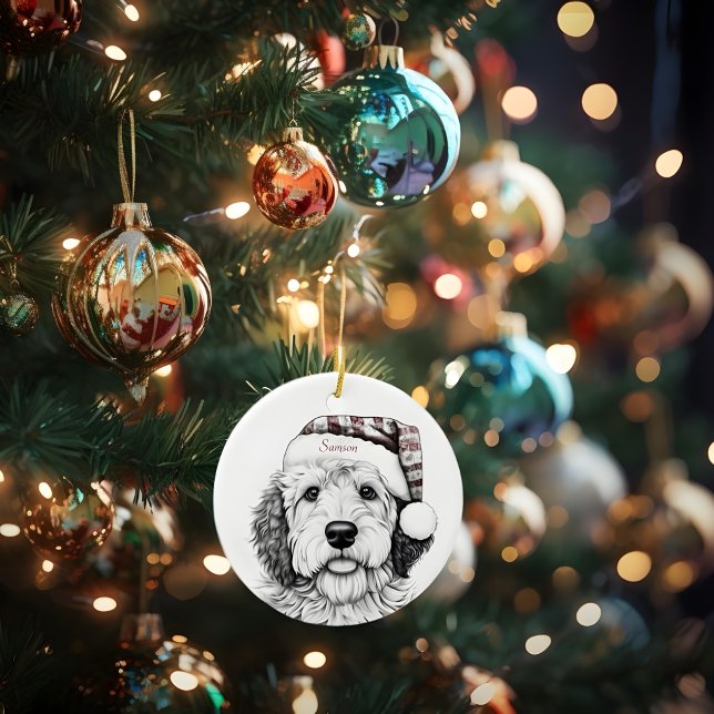 Sheepadoodle-julprydnad Julgransprydnad Keramik (#Sheepadoodle Christmas Ornament)
