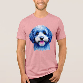 Sheepadoodle lycklig ansikte i blått t shirt
