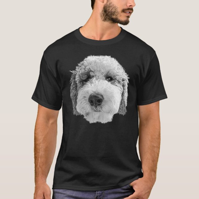 Sheepadoodle lycklig ansikte t shirt (Framsida)