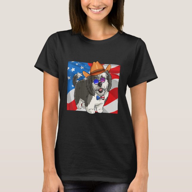 Sheepadoodle Patriotic Merica 4th Of July American T Shirt (Framsida)
