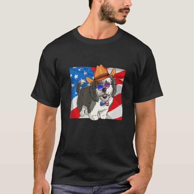 Sheepadoodle Patriotic Merica 4th Of July American T Shirt (Framsida)