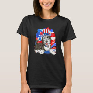 Sheepadoodle Patriotisk Uncle Sam 4:e Juli Ameri T Shirt