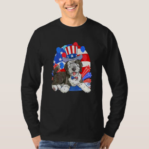 Sheepadoodle Patriotisk Uncle Sam 4:e Juli Ameri T Shirt