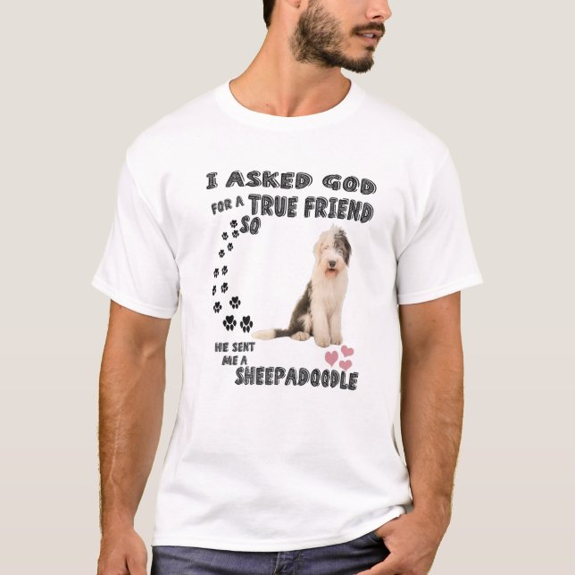 Sheepadoodle Quote Mom Sheepdogpoo Dad, Cute Sheep T Shirt (Framsida)