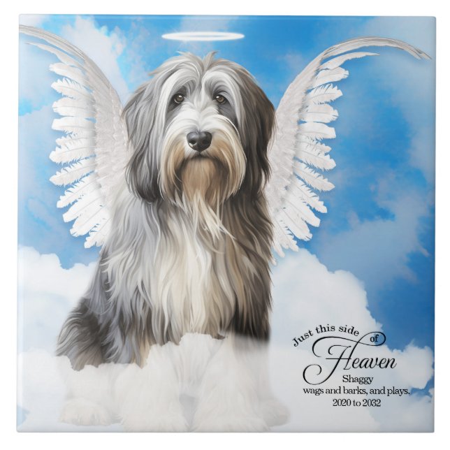 Sheepdog Angel Hund Personlig Pet Memorial Kakelplatta (Framsidan)