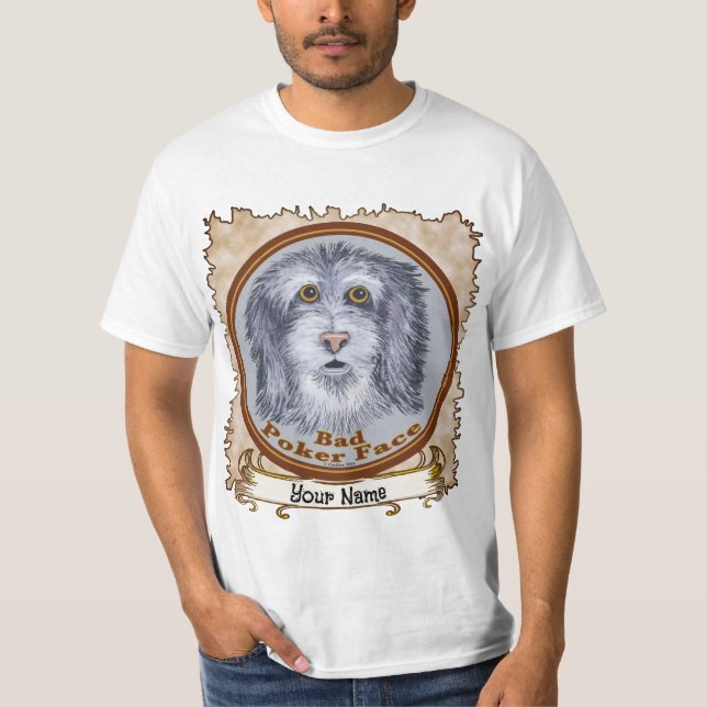 Sheepdog Poker Ansikte T Shirt (Framsida)