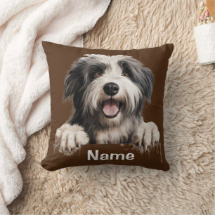 Sheepdog Puppy Hund Ansikte Dekorativ kudde