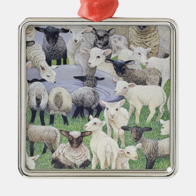 Sheepish känsla julgransprydnad metall (Framsidan)