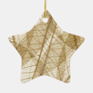 Sheer Cream Beige Snöre Lövs Julgransprydnad Keramik