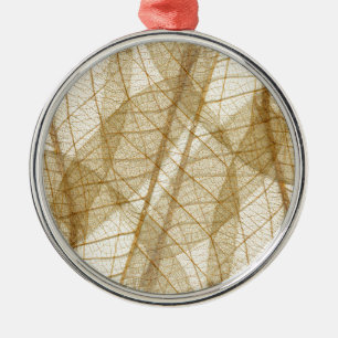 Sheer Cream Beige Snöre Lövs Julgransprydnad Metall