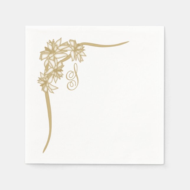 Sheer Poinsettia Snöre Monogram Pappersservett (Framsidan)