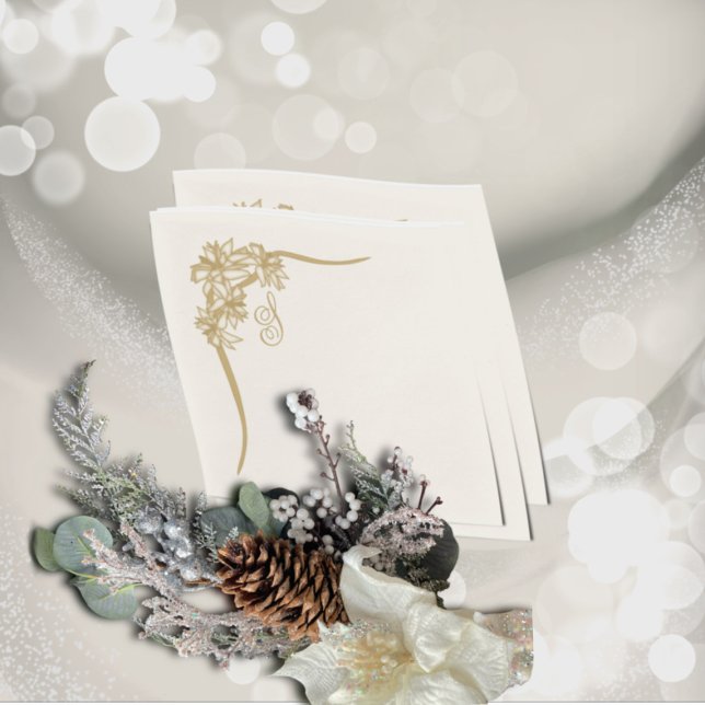 Sheer Poinsettia Snöre Monogram Pappersservett (Skapare uppladdad)