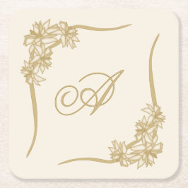 Sheer Poinsettia Snöre Monogram Underlägg Papper Kvadrat