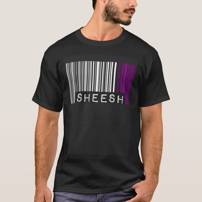 Sheesh  Barcode Asexual Pride Flag Aesthetic Slang T Shirt (Framsida)
